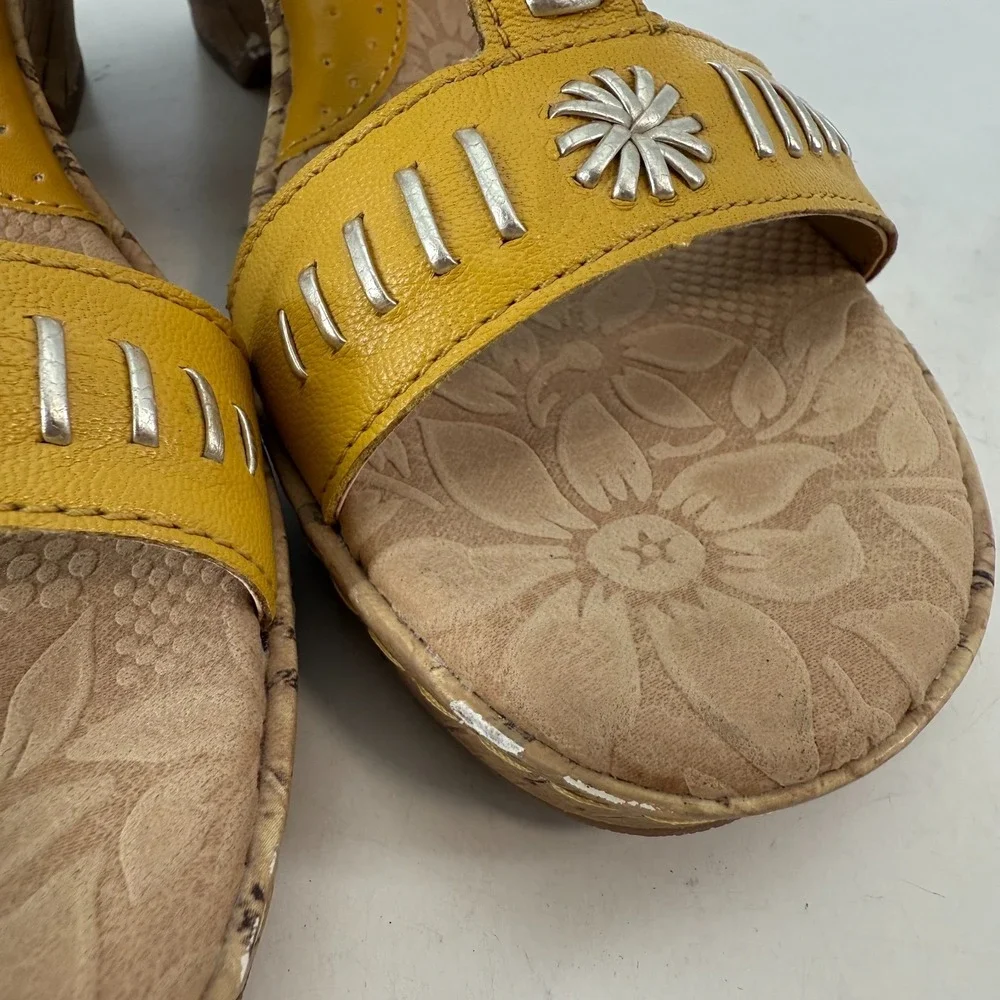 B.O.C. Born Concept‎ Floral Open Toe Platform Heel Wedge Sandals Yellow Size 7